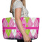 Pink & Green Argyle Large Rope Tote Bag - In Context View