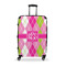 Pink & Green Argyle Suitcase - 28" Large - Checked w/ Monogram