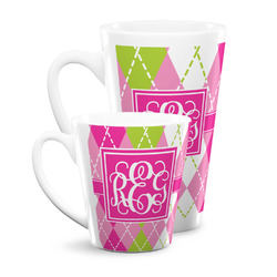 Pink & Green Argyle Latte Mug (Personalized)