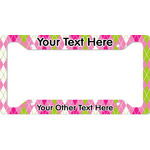 Pink & Green Argyle License Plate Frame - Style A (Personalized)