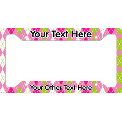Pink & Green Argyle License Plate Frame - Style A (Personalized)