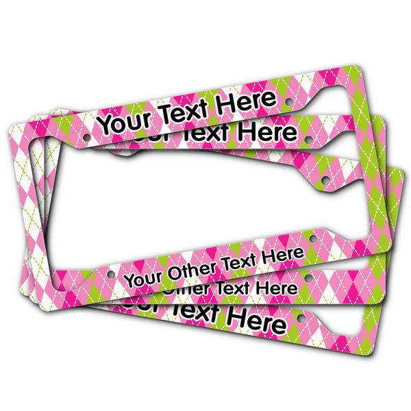 Pink & Green Argyle License Plate Frames - (PARENT MAIN)
