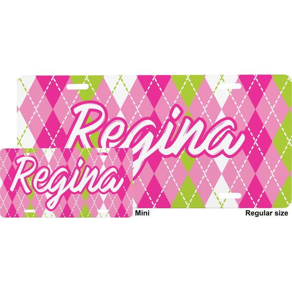 Pink & Green Argyle License Plate (Sizes)