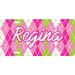 Pink & Green Argyle Front License Plate (Personalized)