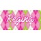 Pink & Green Argyle Personalized Front License Plate