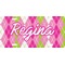 Pink & Green Argyle Front License Plate (Personalized)