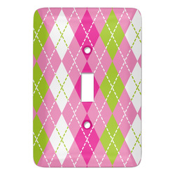 Pink & Green Argyle Light Switch Cover (Single Toggle)