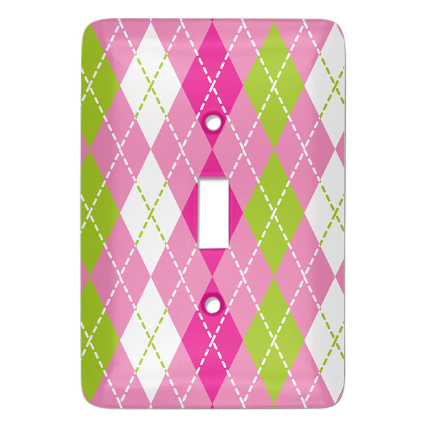 Custom Pink & Green Argyle Light Switch Cover (Single Toggle)