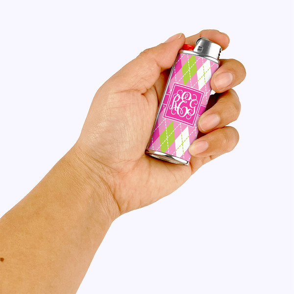 Pink & Green Argyle Lighter Case - LIFESTYLE