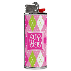 Pink & Green Argyle Case for BIC Lighters (Personalized)