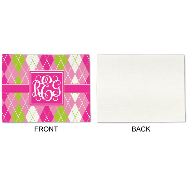 Pink & Green Argyle Linen Placemat - APPROVAL Single (single sided)