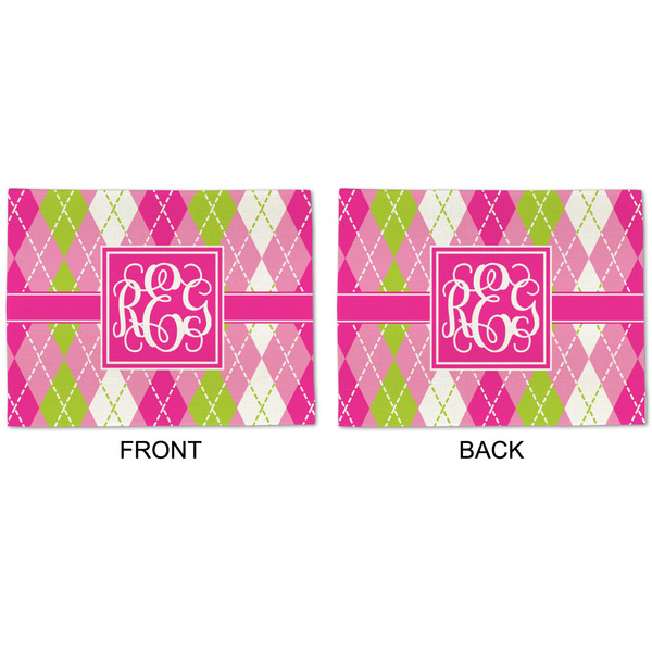 Pink & Green Argyle Linen Placemat - APPROVAL (double sided)