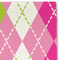 Pink & Green Argyle Linen Placemat - DETAIL