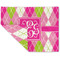 Pink & Green Argyle Linen Placemat - Folded Corner (double side)