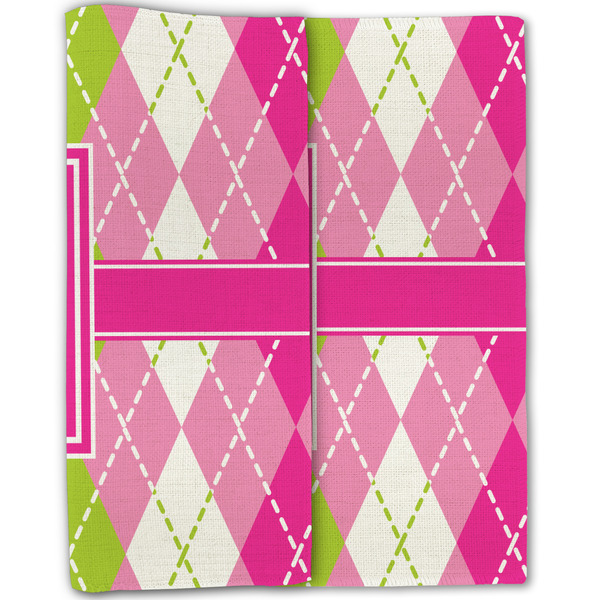 Pink & Green Argyle Linen Placemat - Folded Half (double sided)