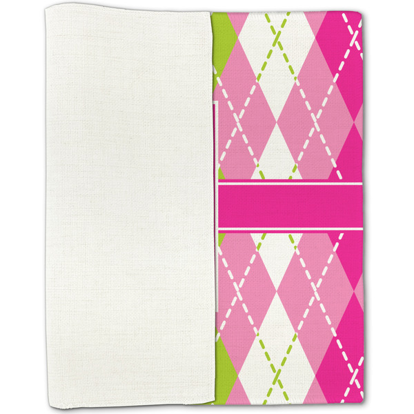 Pink & Green Argyle Linen Placemat - Folded Half