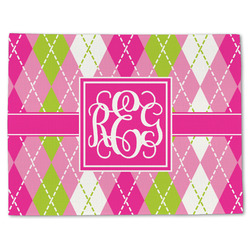 Pink & Green Argyle Single-Sided Linen Placemat - Single w/ Monogram