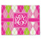 Pink & Green Argyle Single-Sided Linen Placemat - Single w/ Monogram