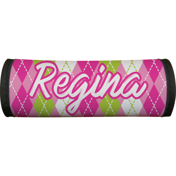 Pink & Green Argyle Luggage Handle Wrap