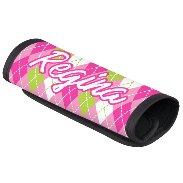 Custom Pink & Green Argyle Luggage Handle Cover (Personalized)