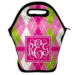 Pink & Green Argyle Lunch Bag w/ Monogram