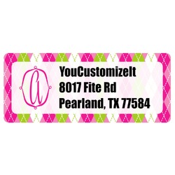 Pink & Green Argyle Return Address Labels (Personalized)