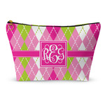 Pink & Green Argyle Makeup Bag - Large - 12.5"x7" (Personalized)