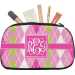 Pink & Green Argyle Makeup / Cosmetic Bag - Medium (Personalized)