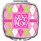 Pink & Green Argyle Compact Makeup Mirror (Personalized)