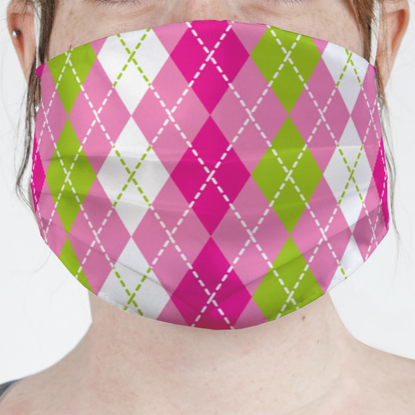Custom Pink & Green Argyle Face Mask Cover
