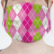 Pink & Green Argyle Mask - Pleated (new) Front View on Girl
