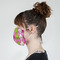 Pink & Green Argyle Mask - Side View on Girl