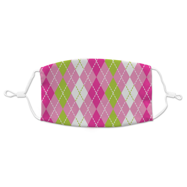 Custom Pink & Green Argyle Adult Cloth Face Mask - Standard