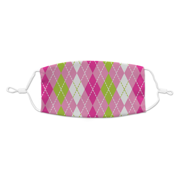 Custom Pink & Green Argyle Kid's Cloth Face Mask