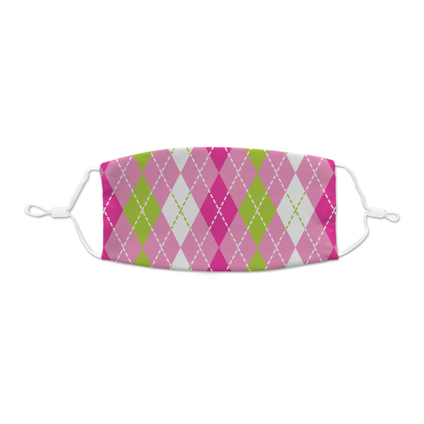 Custom Pink & Green Argyle Kid's Cloth Face Mask - XSmall