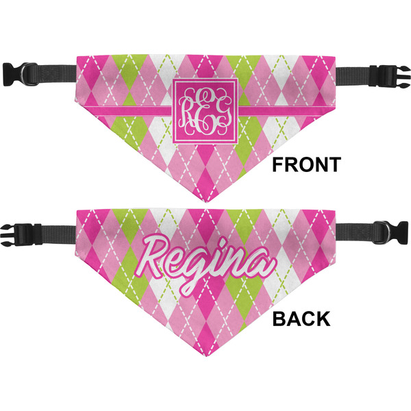 Pink & Green Argyle Medium Dog Bandana Approval