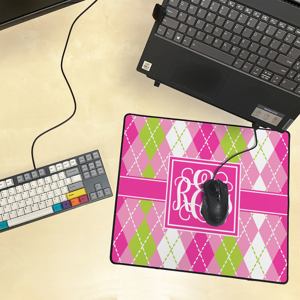 Pink & Green Argyle Medium Gaming Mats - LIFESTYLE