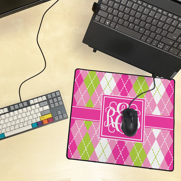 Pink & Green Argyle Medium Gaming Mats - LIFESTYLE