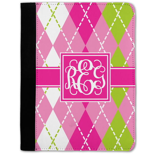 Custom Pink & Green Argyle Notebook Padfolio w/ Monogram