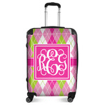 Pink & Green Argyle Suitcase - 24" Medium - Checked (Personalized)