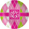 Pink & Green Argyle Melamine Plate 8 inches