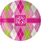 Pink & Green Argyle Dinner Set - 4 Pc (Personalized)