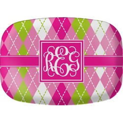 Pink & Green Argyle Melamine Platter (Personalized)