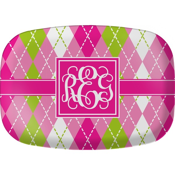 Custom Pink & Green Argyle Melamine Platter (Personalized)