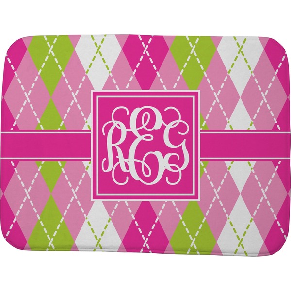 Pink & Green Argyle Memory Foam Bath Mat 48 X 36