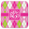 Pink & Green Argyle Memory Foam Bath Mat - 48"x48" (Personalized)