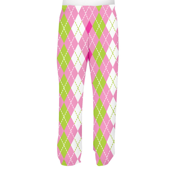 Pink & Green Argyle Men's Pjs Back - on model