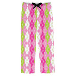Pink & Green Argyle Mens Pajama Pants - M