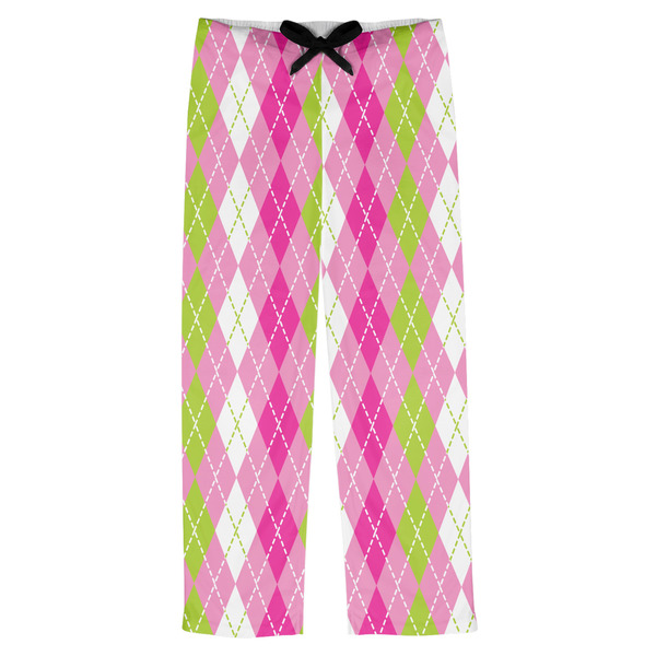 Custom Pink & Green Argyle Mens Pajama Pants - S