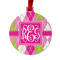 Pink & Green Argyle Metal Ball Ornament - Front